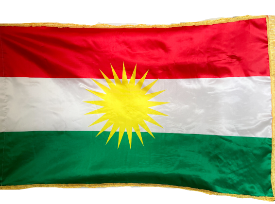 Kurdistan Flagge mit Fransen